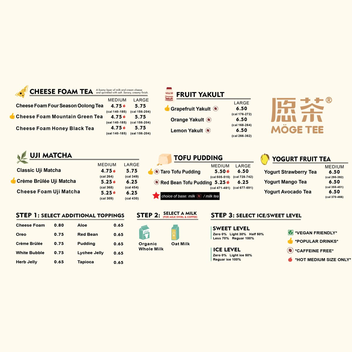 Here are our new Möge Tee menus! 💕🧋 our fresh tea is here! Don’t forget to check it out!

Don’t forget to tag a BOGO buddy on your posts! 👍