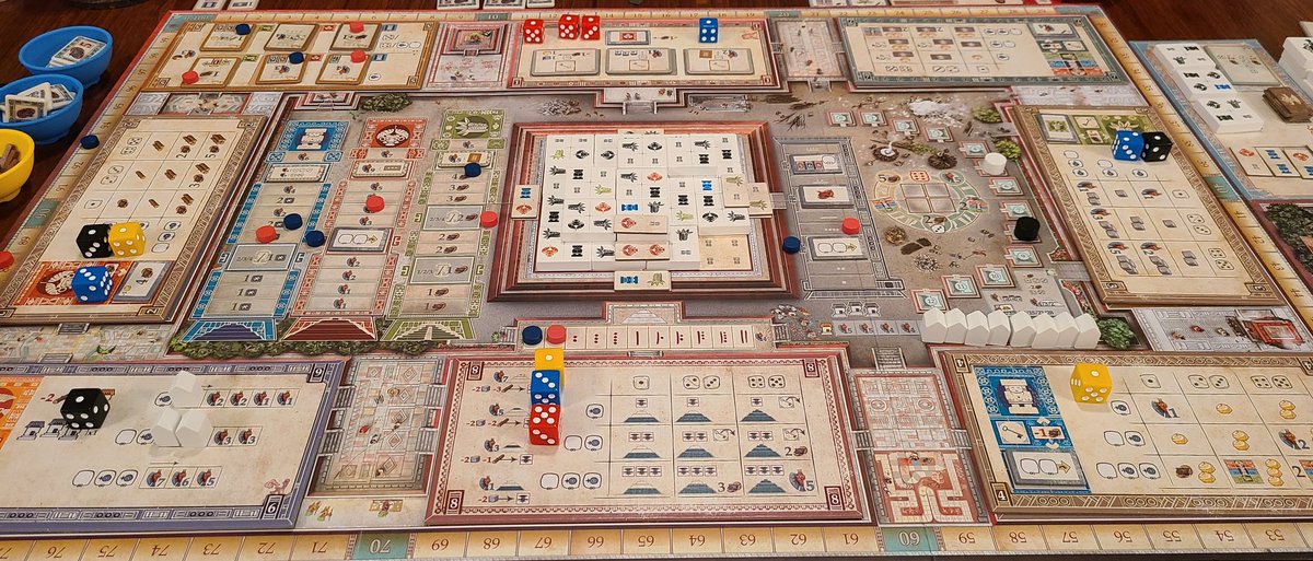 TableIt_'s tweet image. Making our way through the T-Series, we have played Teotihuacan from @BoardAndDice several times over now. Using a few different modules from the expansions every time! Love to watch the pyramid build up over time and strategize when is the best time to take certain actions.