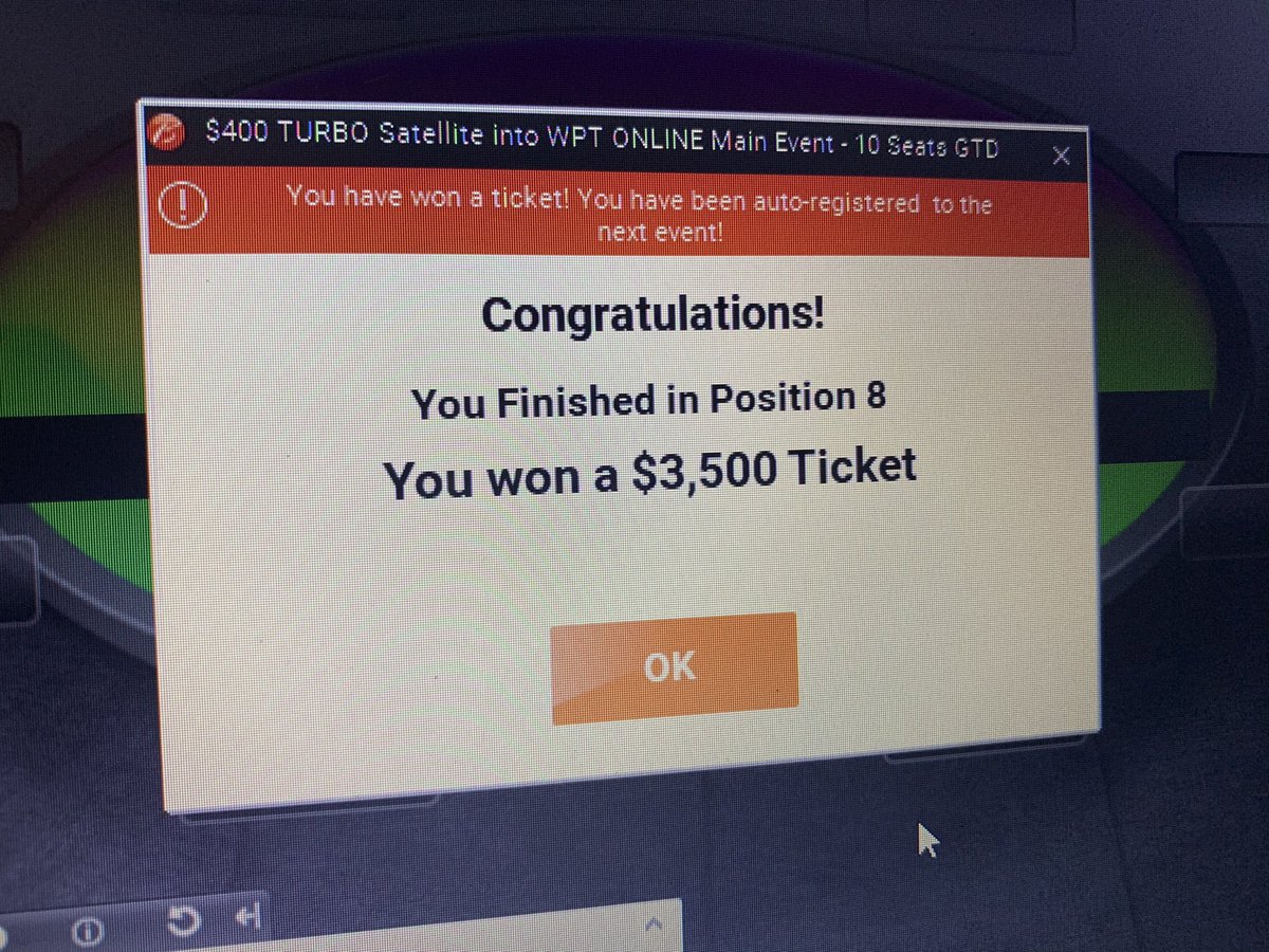 KatieStonePoker's tweet photo. Itβs a good thing this also happened, because I needed it shortly after I busted the first entry. Headed into day 2 with 13bbs. https://t.co/rsOSMZ4DqL