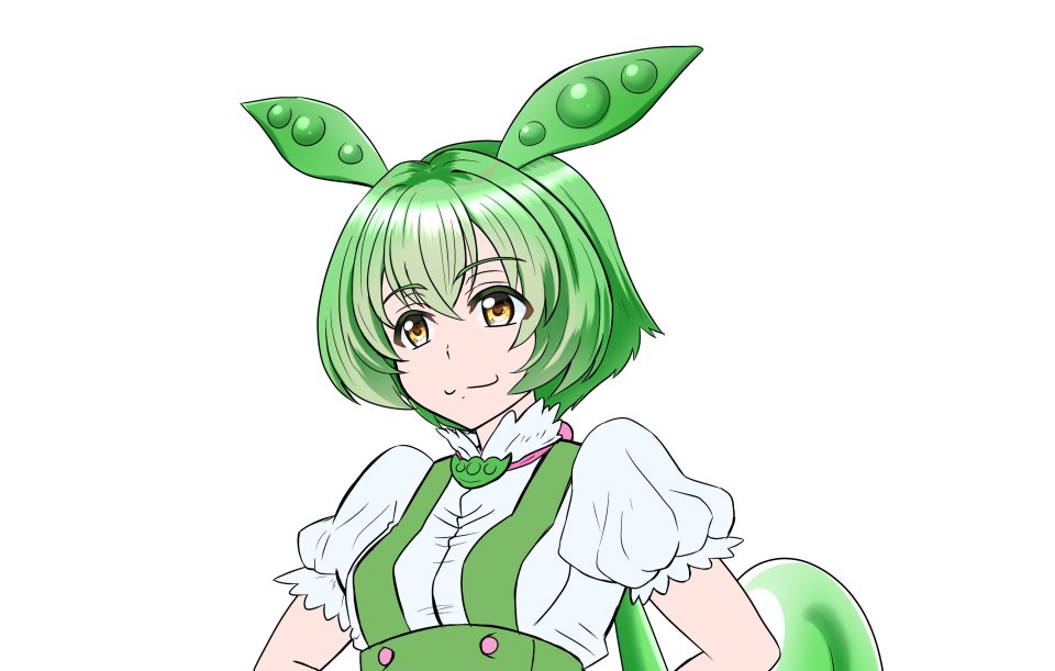 #ずんだもん 
ただ目元は少し修正したいな～
大きくするかこのまま少しバランスなおしたくらいでいくか・・・ 