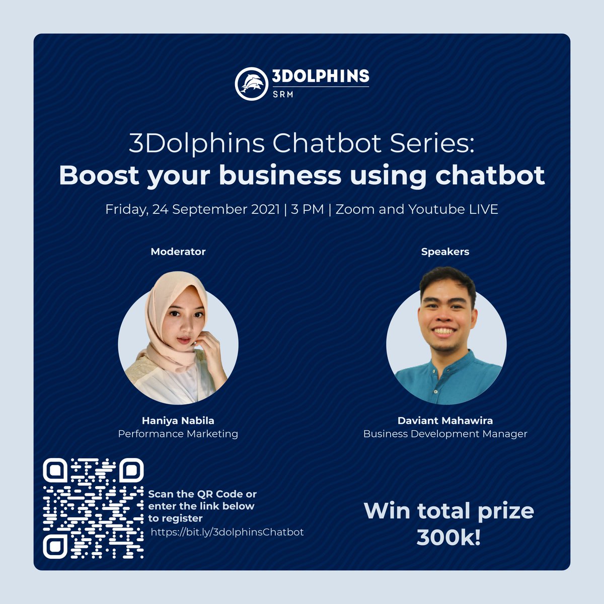 3dolphinsAI's tweet photo. Hello! We are back with another interesting educational event!! 🎉🎉🎉 Prepare all your burning questions about Chatbot for our Business Development Manager to answer! 

Register yourself here: https://t.co/JQlhefqiS9
 Psst.. there is a prize waiting for you! 
#FreeWebinar https://t.co/3RQ9kldJ6n