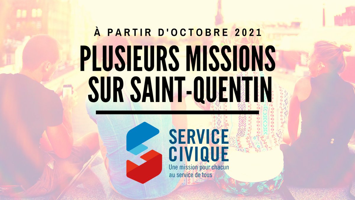 #servicecivique | Plusieurs missions sont dispo à Saint-Quentin à partir d'octobre ⤵️ bit.ly/3u1AluF
Engage toi dans le domaine de ton choix 👇
🤝 Solidarité
⚽️ Sport
🩺 Santé
🎓 Éducation pour tous
🌍 Environnement
🎲 Culture et loisirs
📚 Mémoire et citoyenneté