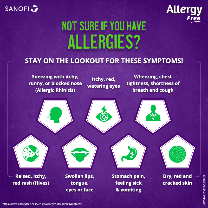 Identifying your allergies can be a confusing &amp; daunting journey.While these symptoms will help spot allergies, you must also keep a journal to keep track of when &amp; where these symptoms actually get triggered, to get to the crux of it.
Follow allergyfree.co.in/en-gb/allergie… 
#AllergyFree