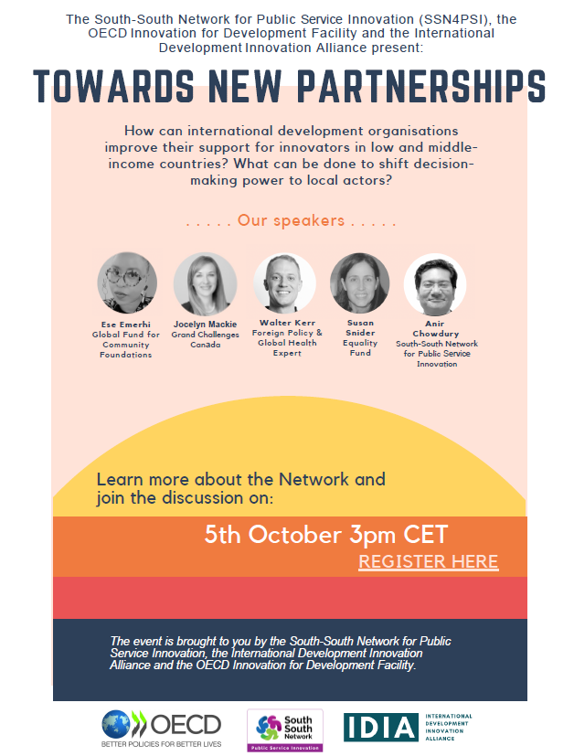bkumpf's tweet photo. Join us on 5 October for a discussion on how development providers can shift decision-making power to local levels, &amp; how to better support innovators in the Global South. With @emerhi @anirchowdhury @WalterAKerr @Jocelyn_Mackie @ss_innovate RSVP here: https://t.co/Yzy9OZYRS6 https://t.co/sT4u4F890w