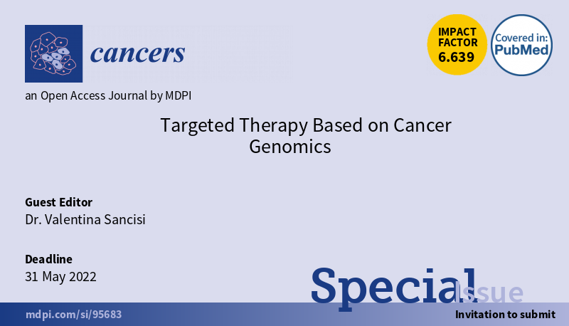 I am happy to annouce that I am a Guest Editor of a Cancers Special Issues. Original papers and reviews on the topic of cancer genomics and pharmacological targeting are welcome!

#cancerresearch #cancertreatment #cancer #genomics #genomic #genomicmedicine #targetedtherapy