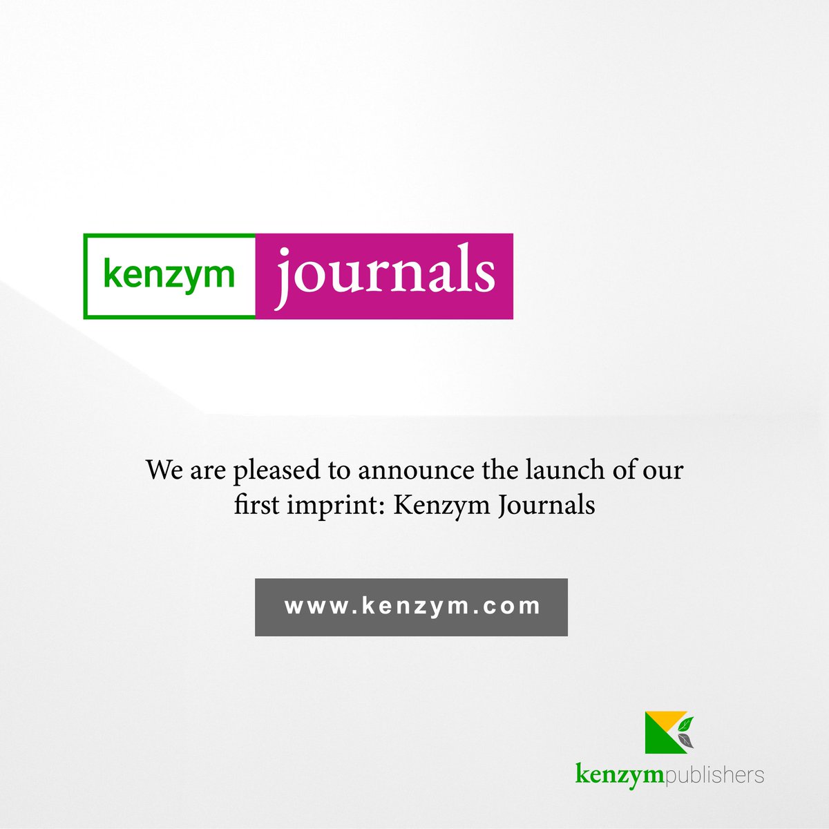 KenzymPublisher's tweet photo. Shukar ALHAMDULILLAH !

Monday, 20 September 2021:
we are pleased to announce our first imprint Kenzym Journals. Looking forward to serving the research community. 
Visit us at https://t.co/JfDW7U2sWa
For information:
contact@kenzym.com
#kenzymjournals #kenzympublishers #research https://t.co/p3zN0z0nrk