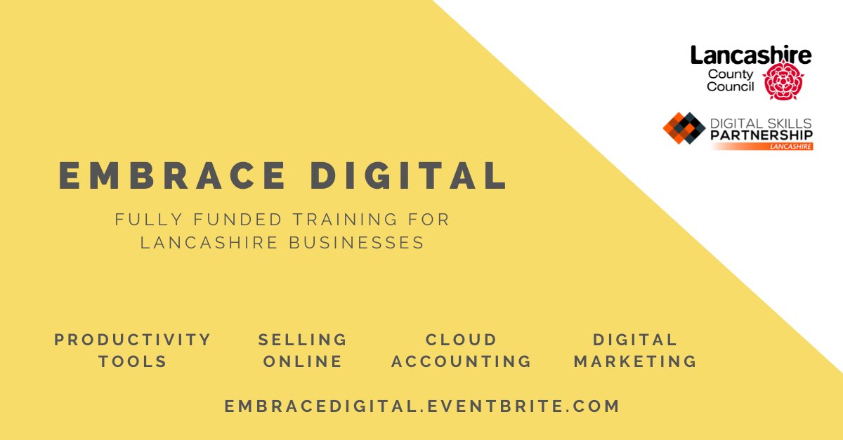 #Ecommerce &amp; online marketplace workshops for #Lancashire businesses (fully funded by <a href="/LancashireCC/">Lancashire County Council</a>):

Shopify with @igoouk 
Etsy with <a href="/BeckaGriffin/">Becka Griffin</a> 
Squarespace with <a href="/KatyCarlisle/">Katy Carlisle</a> 
EKM with <a href="/EKM_UK/">EKM</a> <a href="/tania_schEKM/">Tania @ EKM</a> 
Amazon with Royal Flush Marketing

Book: eventbrite.co.uk/o/embrace-digi…