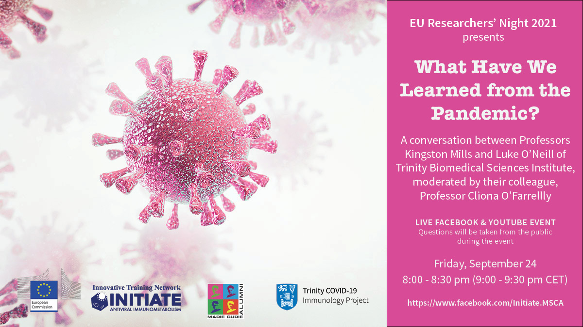 make sure you don't miss  EU Researchers' Night 2021  event Friday 24th September 7-9pm for 3 events tune in  facebook.com/initiate.MSCA