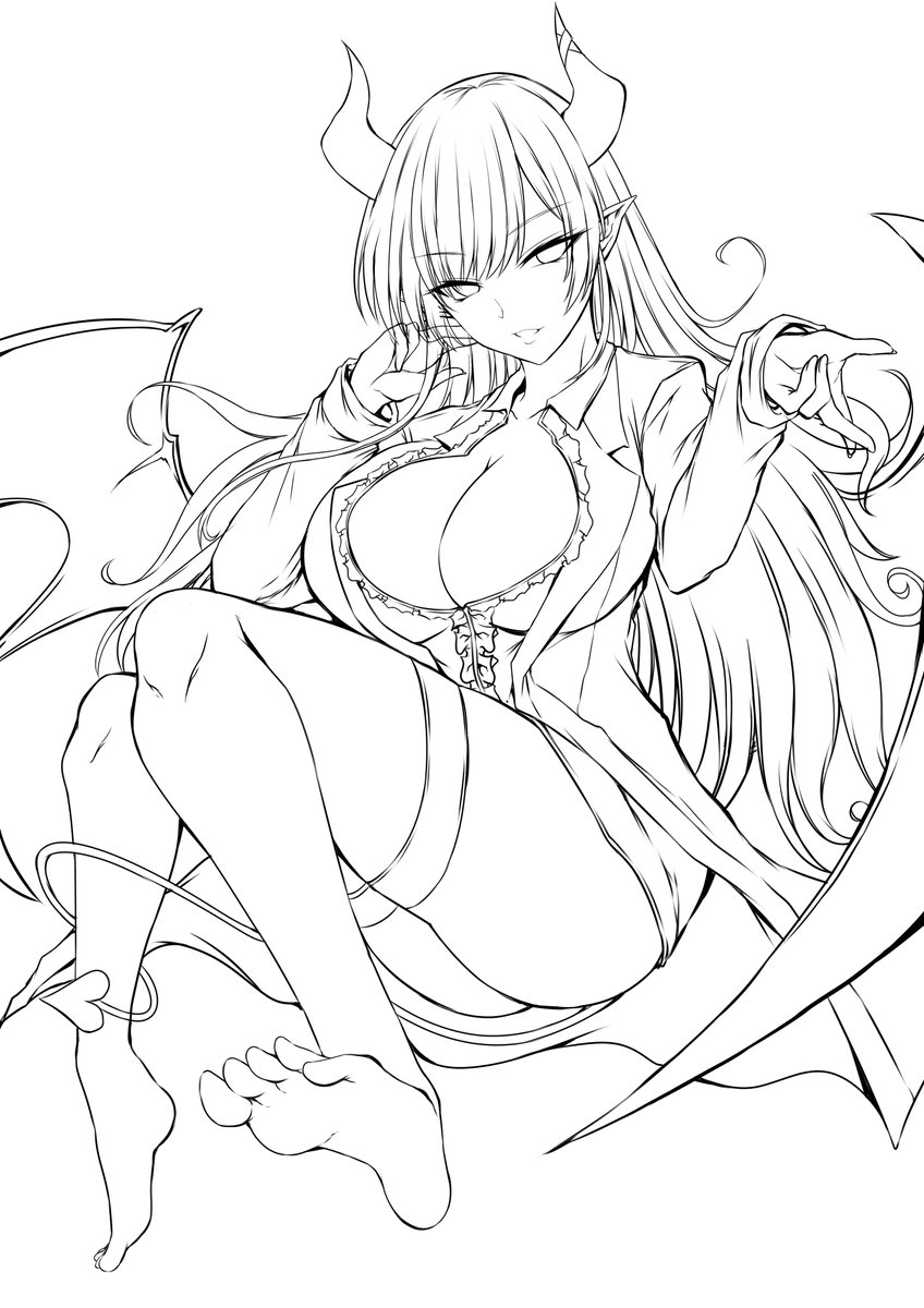 一枚目・2020の2月に描いて放置していた線画を、直した結果・・・
こうなりました
最初、見た時にちょっとゾッとしたww
折角なので、彩色して完成させます 