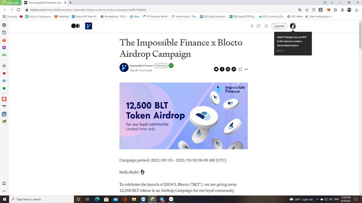 Hello Bulls! 🐧
To celebrate the launch of IDO#3, Blocto (“BLT”), we are giving away 12,500 BLT tokens in an Airdrop Campaign for our loyal community members.
⬇⬇⬇ Learn more and enter the contest below ⬇⬇⬇
gleam.io/EodMe/impossib…