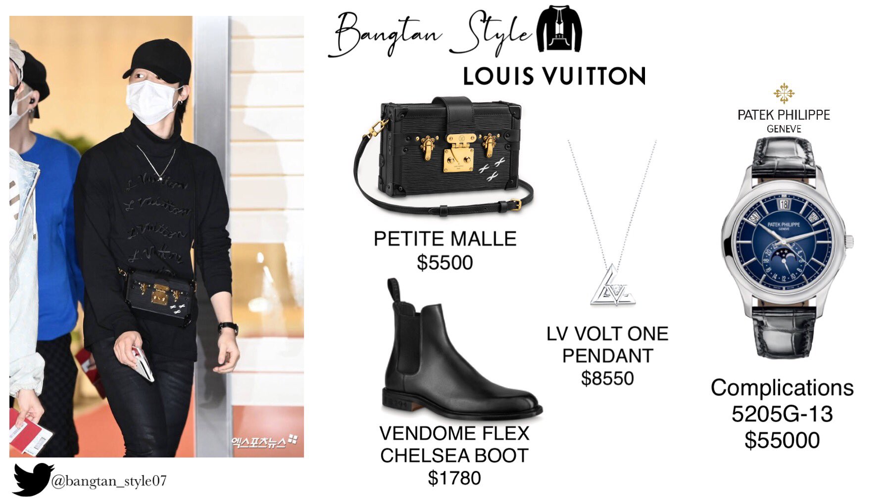 𝟏𝟑 on X: Jimin causes a sold-out crisis for the Louis Vuitton website.  $55000 PATEK PHILIPPE watch sold out in multiple outlets, $5000 bag sold  out in more than 20 countries, $1780