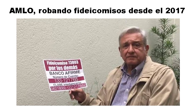 Garcimonero's tweet photo. ¿Se acuerdan cuando nos pedía lana del fideicomiso "POR LOS DEMAS" para ayudar a las víctimas del terremoto del 2017 y fue todo un montaje para lavar dinero?

Cuando el Peje viene ayudarnos en realidad viene a robarnos. https://t.co/kBLJXJEz6O