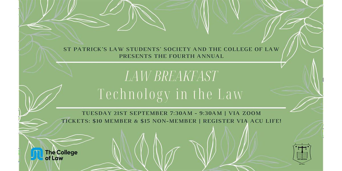 Australian law students wanting to learn about how the legal world is evolving &amp; going digital should register for this 2021 Law Breakfast tomorrow, hosted by the St Patrick's Law Students'​ Society and <a href="/collawaust/">collawaust</a> Register here: xakia.tech/3Aqj7JE
#auslaw #xakia