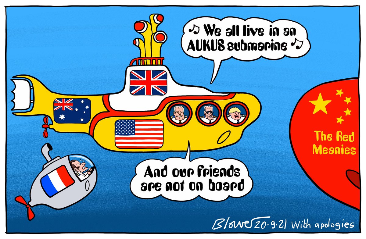 #AUKUS #ColdWar #NuclearSubmarines #Biden #Macron D.Telegraph cartoon 20.9.21