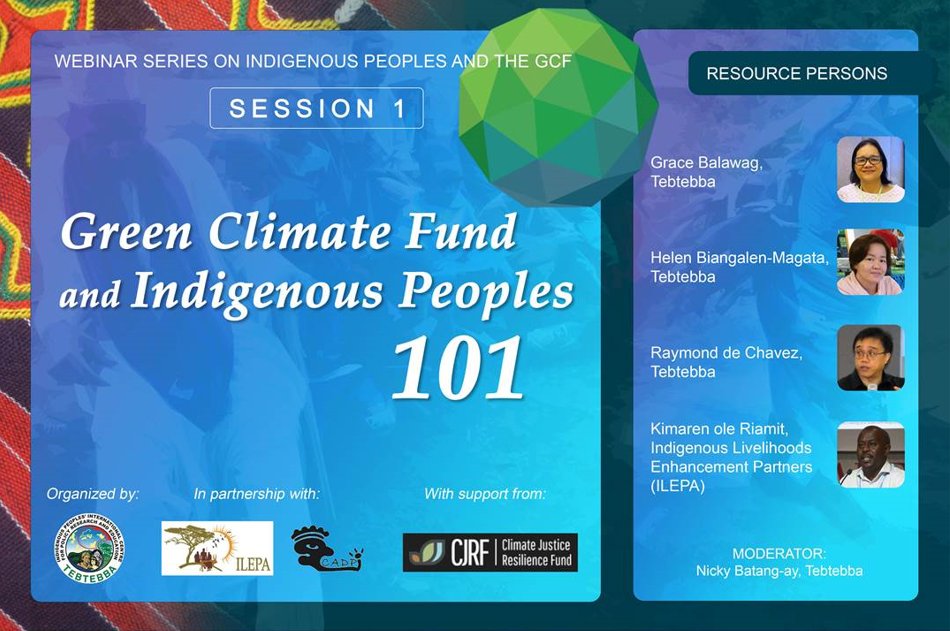 tebtebba's tweet photo. Check out the 3-part Webinar Series on #IndigenousPeoples and #theGCF including the different presentations made for each session.
Visit: https://t.co/ud3s2RFNui
#WeAreIndigenous #Elatia @ilepa2 @both_ends @CJRFund @chirapaqoficial @CADPI_Noticias @fapi_paraguay https://t.co/tGWqTgthQz