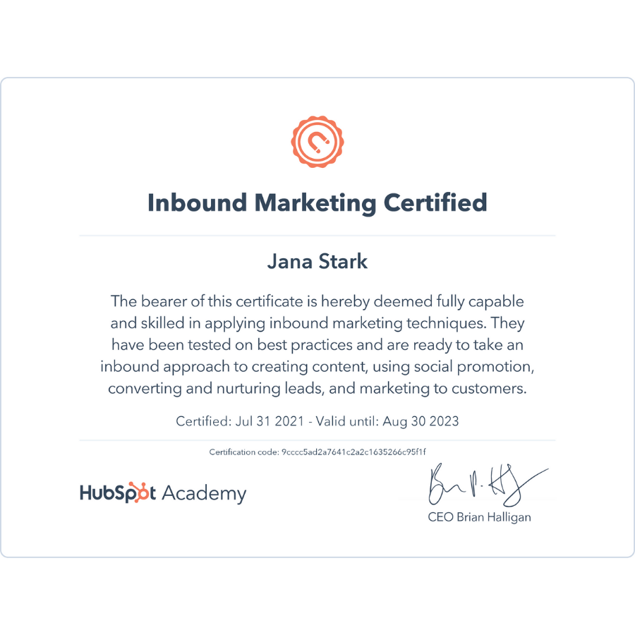 Unsere Designerin Jana hat unter anderem die Inbound Marketing-Schulung von HubSpot erfolgreich abgeschlossen 🥳

#hubspotpartner #hubspotzertifikat #hubspotcertified #inboundcertified #wvm #inboundmarketing #marketingköln #inboundmarketingagentur #hubspot