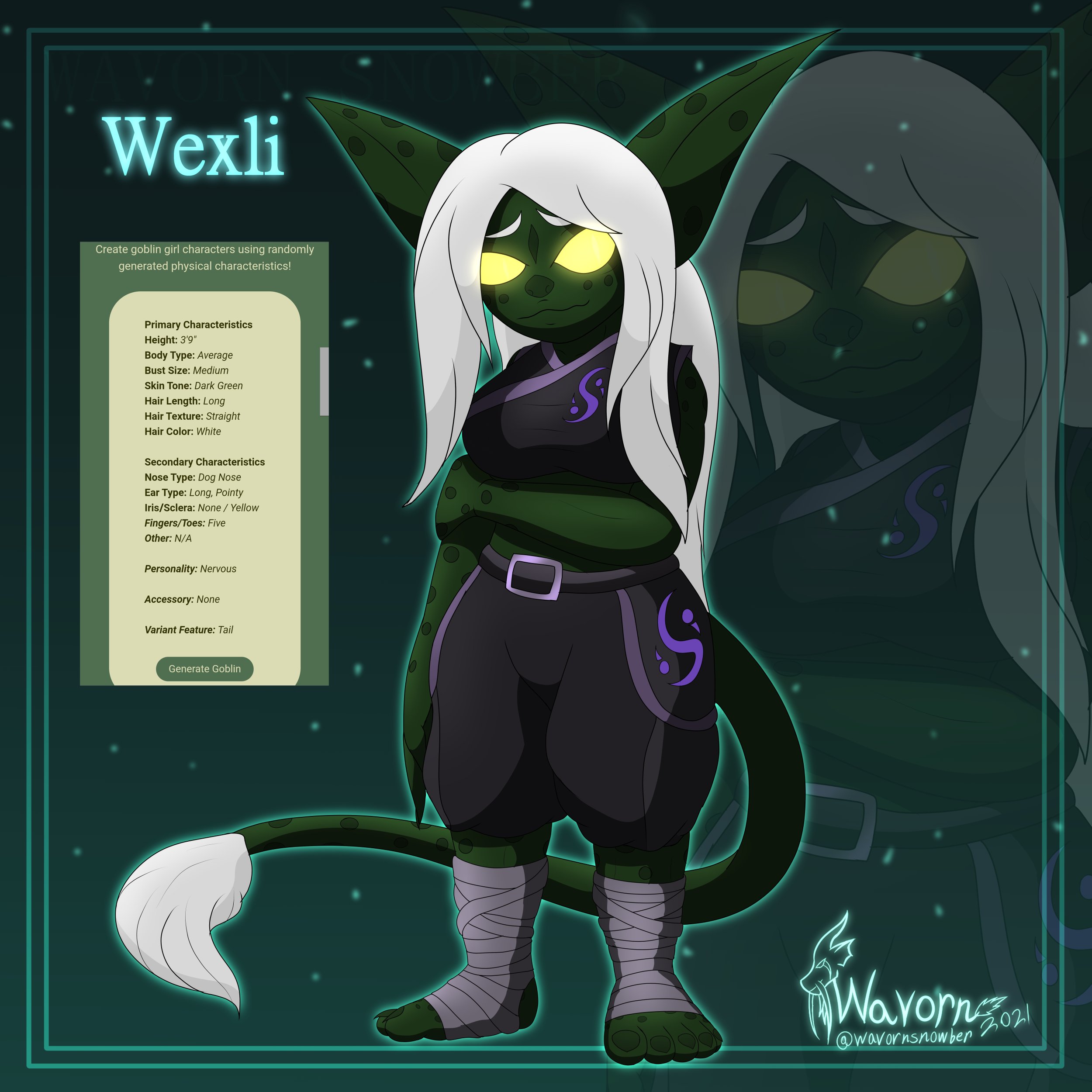 engagement saint card Wavorn 💙 🐲 on Twitter: "Took a spin with @Paracose 's goblin generator  and made Wexli! Already got a backstory for her in mind with a kobold  partner that mentors her in