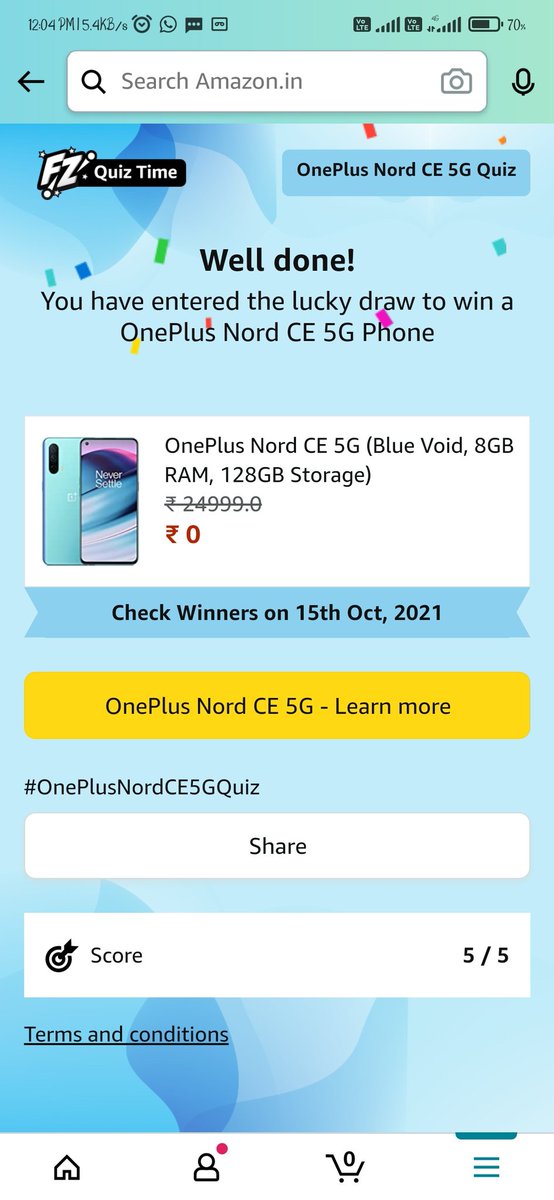 sarfara43621689's tweet image. #OnePlusNordCE5GQuiz @amazonIN @OnePlus_IN 
@AmazonQuizzes #AmazonQuizAnswer
#indiakiApniDukan