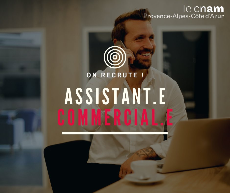 #AlterteJob Le <a href="/CnamPaca/">Cnam Paca</a> recrute un.e Assistant.e Commercial.e à Marseille ou Aix-Les Milles.
👉 + d'infos sur l'offre : cnam-paca.fr/emploi-assista…

#recrutement  #commercial #cnam