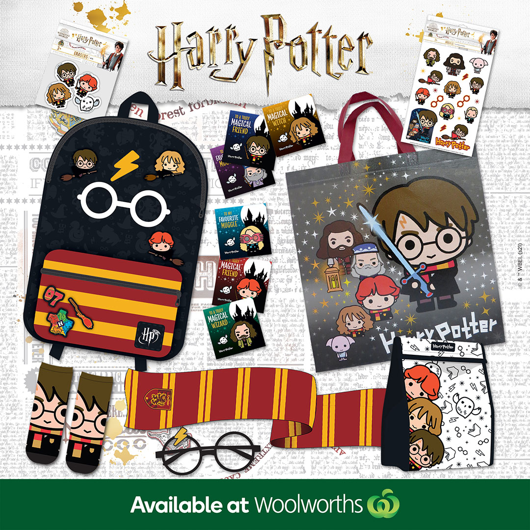 ShowbagLand's tweet photo. Create some magic this school holidays with a Harry Potter showbag at your nearest Woolworths participating stores (VIC only). Includes a backpack, dress up glasses and scarf, cooler bag and so many more goodies. While stocks last. https://t.co/MmohjeUscc