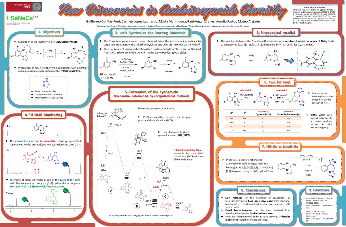 GuilleCutillas's tweet photo. Hi @LatinXChem! This is our work "New Discoveries in Azidoisocyanide Chemistry". Although they are unpredictable molecules, we know more and more about them thanks to the mechanistic study of the reactions in which they are involved. Check it out! #LatinXChem #LXChemOrg #OC031 https://t.co/bzSufK3sC5