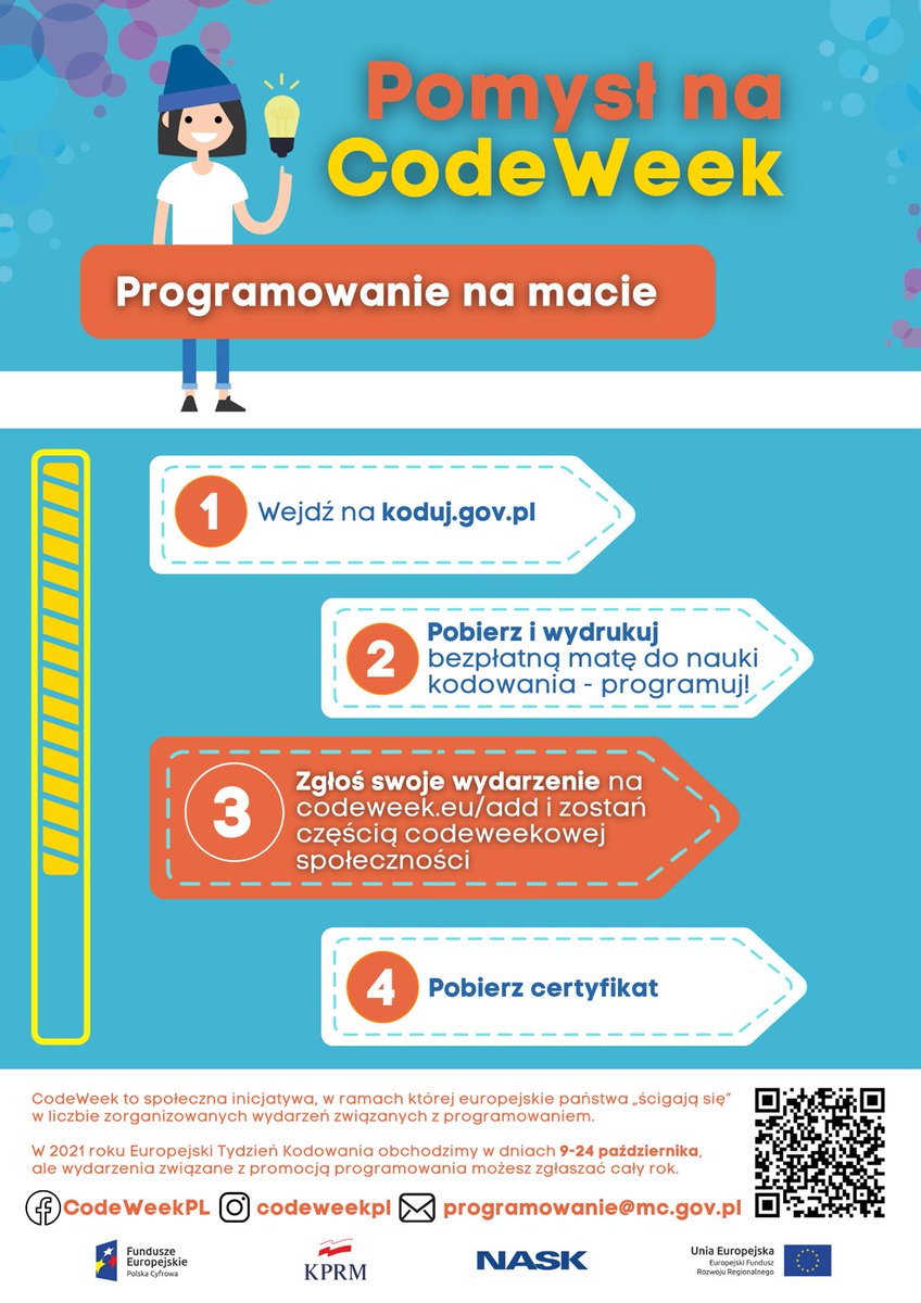 CPPC_GOV's tweet image. W 2020r. Polska zajęła pierwsze miejsce w historii #CodeWeek!
Z tej okazji przygotowaliśmy dla Was niespodziankę🎁:
➡️lnkd.in/eWyutUFU
Przypominamy, że #CodeWeek 2021 startuje już 9 października!
#FunduszeEU
#PolskaCyfrowa
@MFIPR_GOV_PL
@CyfryzacjaKPRM
@RegioPoland