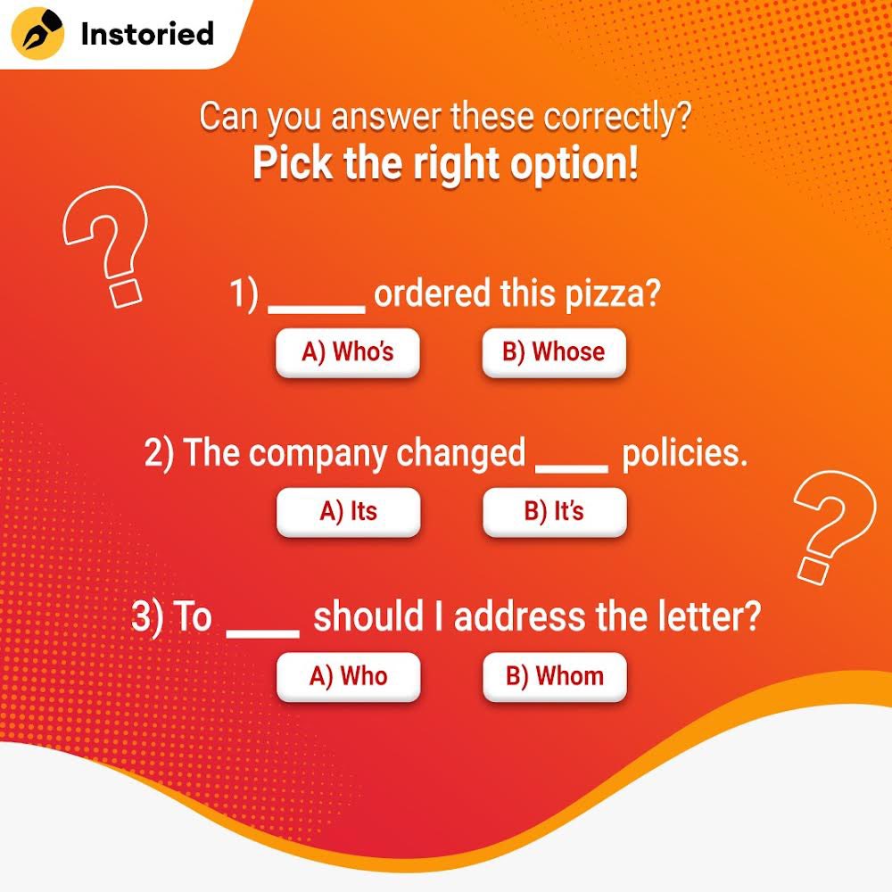 If you’re sure your language skills are impeccable, then these questions are simple; they’re common knowledge, after all…See what we did there? 😉

#Instoried #Contest #ContestAlert #Giveaway #Contests #GiveawayIndia #GiveawayAlert #ContestAlertIndia #WinAmazonVoucher #Giveaways