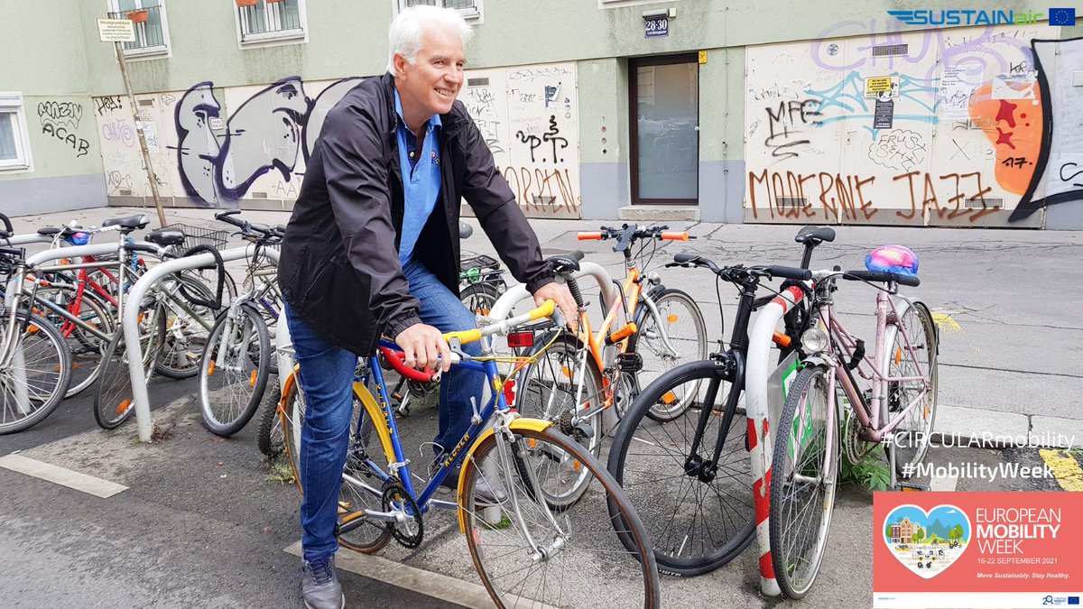 SUSTAINairEU's tweet photo. 📣 On this beautiful Monday morning, Stephen Webb @RTDS_Webb of @RTDS_Group, #SUSTAINair project partner in #Vienna 🇦🇹 on his way to work on #H2020 projects #MoveSustainably 🚲 & #StayHealthy 💪
#MobilityWeek @mobilityweek
#sustainablemobility #CircularEconomy #CircularMobility https://t.co/v3zhy98Aov