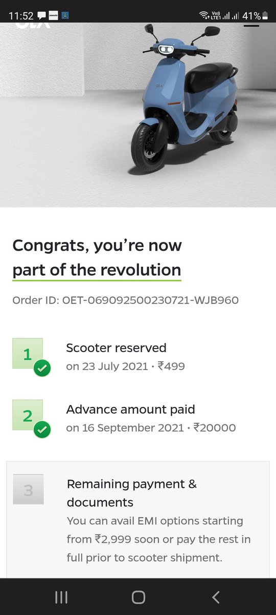 OrthoKP's tweet photo. @OlaElectric @bhash My booking is confirmed and have recieved message of delivery in February but haven't recieved mail. It's more than 72 hours now. Please acknowledge booking by mail. #ElectricVehicles #OlaS1 https://t.co/t8JoA5lZqu