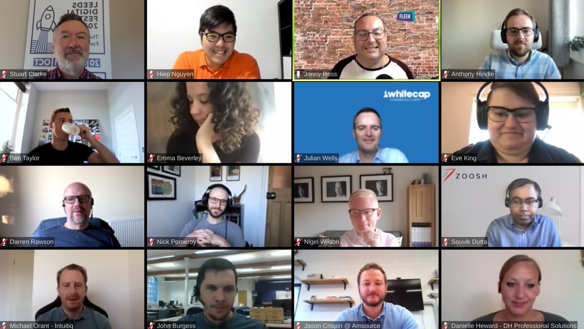 Today is the first day of the Tech Event for Everyone, @LeedsDigiFest. The first event of the day has 30+ people on an online networking event, run by @jonnyross - with one person dialing in from Australia! #leedsdigi21 Good to see @ProducerBev and @julianwhitecap as co-hosts.