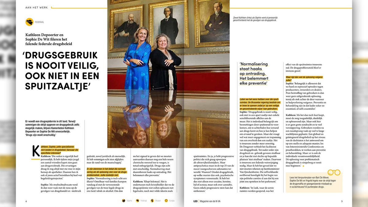 de_NVA's tweet photo. ‘De normalisering van drugs staat haaks op ontrading. Het belemmert elke preventie.’

Lees het interview met Kamerleden @KDepoorterMP en @DeWitSophie in ons #LEOmagazine via: https://t.co/Id70e8jwQD. https://t.co/Sqru8UlXYI