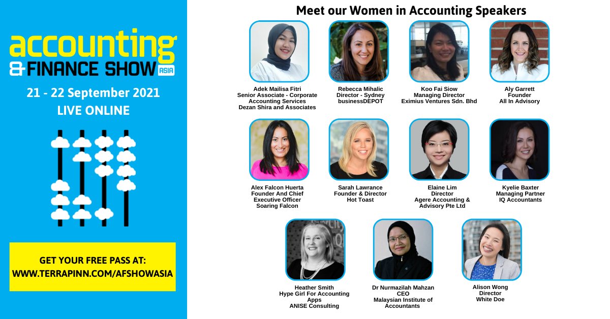accandfinshow's tweet photo. At #AFShowAsia, we believe in creating equal and diverse opportunities. Hence, we celebrate and honour women in #accounting and #finance. Hear from these amazing speakers who have made an impact on the industry.
Get your free pass now: https://t.co/CLWRlku8gI https://t.co/WXAvRZ9chF