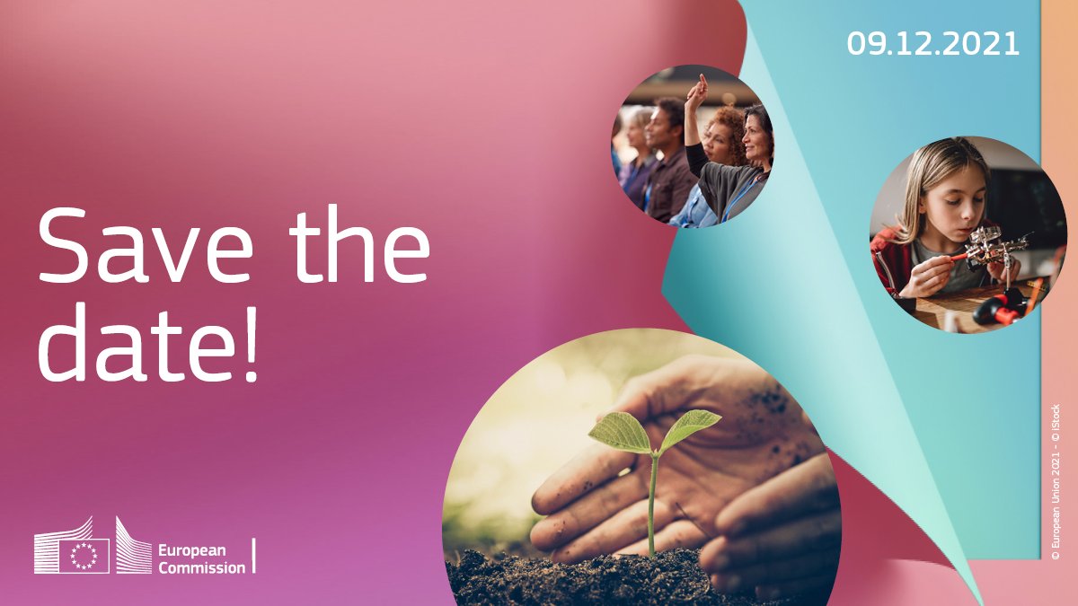 The future of 🇪🇺 education &amp; training will be:
💚 GREEN
💻 DIGITAL
🤝 INCLUSIVE
🌎 INTERNATIONAL

On 9 December join policy makers &amp; stakeholders to shape the next decade of European education &amp; training, putting our well-being &amp; that of the planet at the centre.

#SaveTheDate