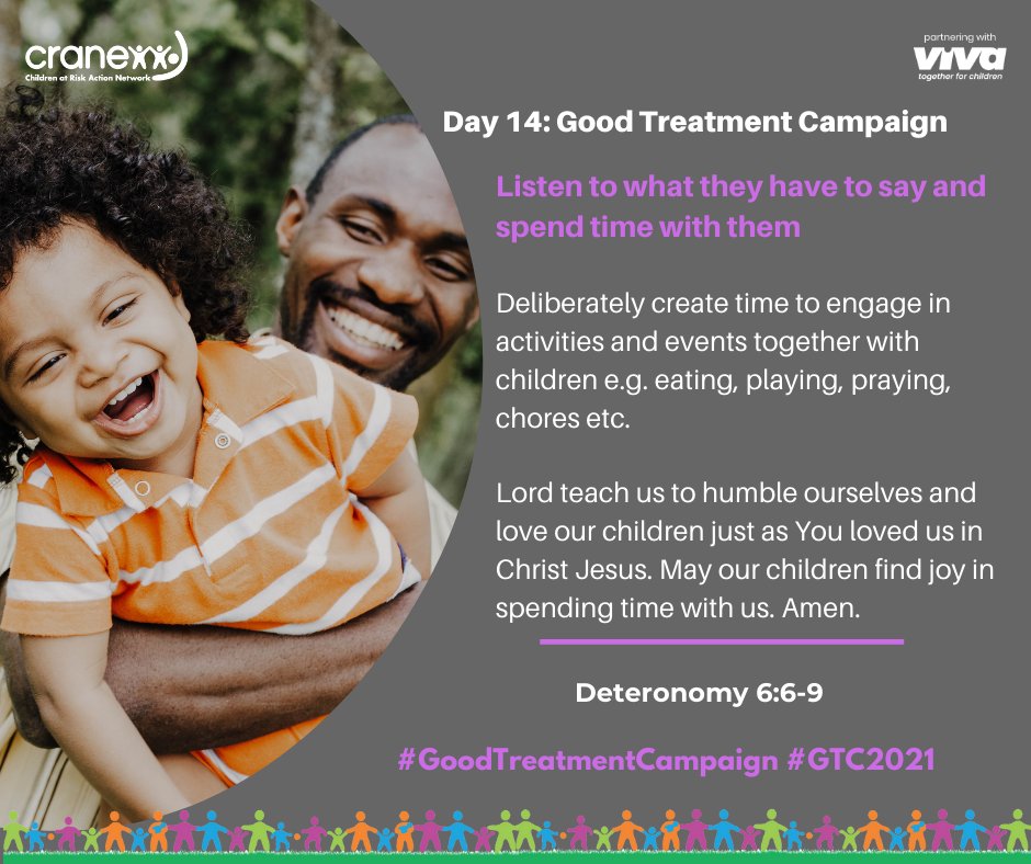 CRANENetworkUG's tweet image. 🌻Good Treatment Campaign Day 14🌻 

👉🏾 Engaging with children in non-formal fun ways is a great way to connect and bond with our children, assure them of our love, listen to topics of interest to them, and observe their character. 

#GTC2021 #GoodTreatmentCampaign