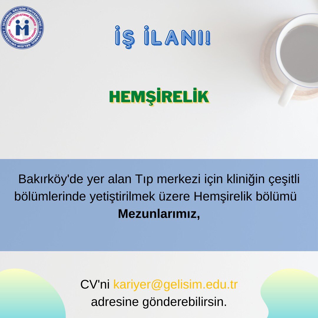 Değerli hemşirelik mezunlarımızın  kariyer imkanı için önemli bir gelişmeyi paylaşmaktayız. <a href="/igukariyer/">İGÜ Kariyer Geliştirme Merkezi</a>