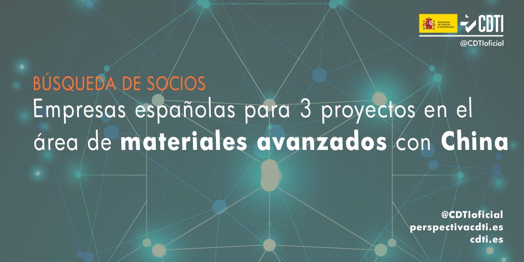 CDTI_innovacion's tweet image. 🇪🇸🇨🇳Búsqueda de socios españoles para proyectos de #CooperaciónTecnológica con China en #MaterialesAvanzados en:

🔋almacenamiento de #energía termal 
🔥pirorresistencia y propiedades mecánicas
🏡almacenamiento de energía en #EdificiosVerdes 

➡️bit.ly/3hP0O9I