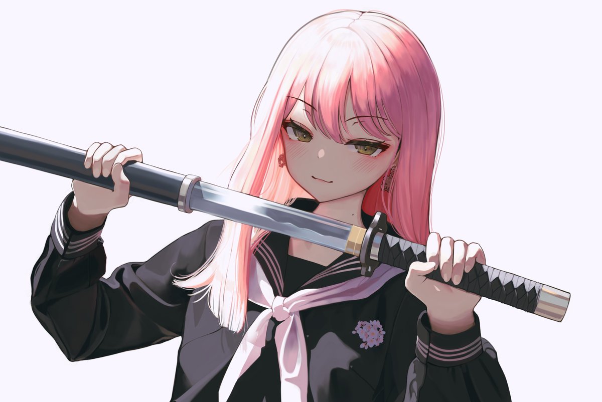 1girl solo sword weapon holding sword holding weapon holding  illustration images