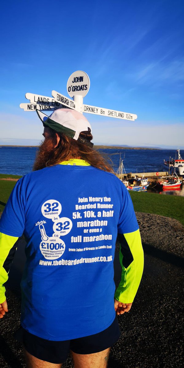 JetSinghTrust's tweet image. Day 1  🏃‍♂️ 

The Bearded The Bearded Runner is all set and ready to start his challenge of running 32 marathons from John O Groats to Lands End on Monday.

Raising funds for Suicide Prevention initiatives.

Please donate via the following link

thebeardedrunner.co.uk