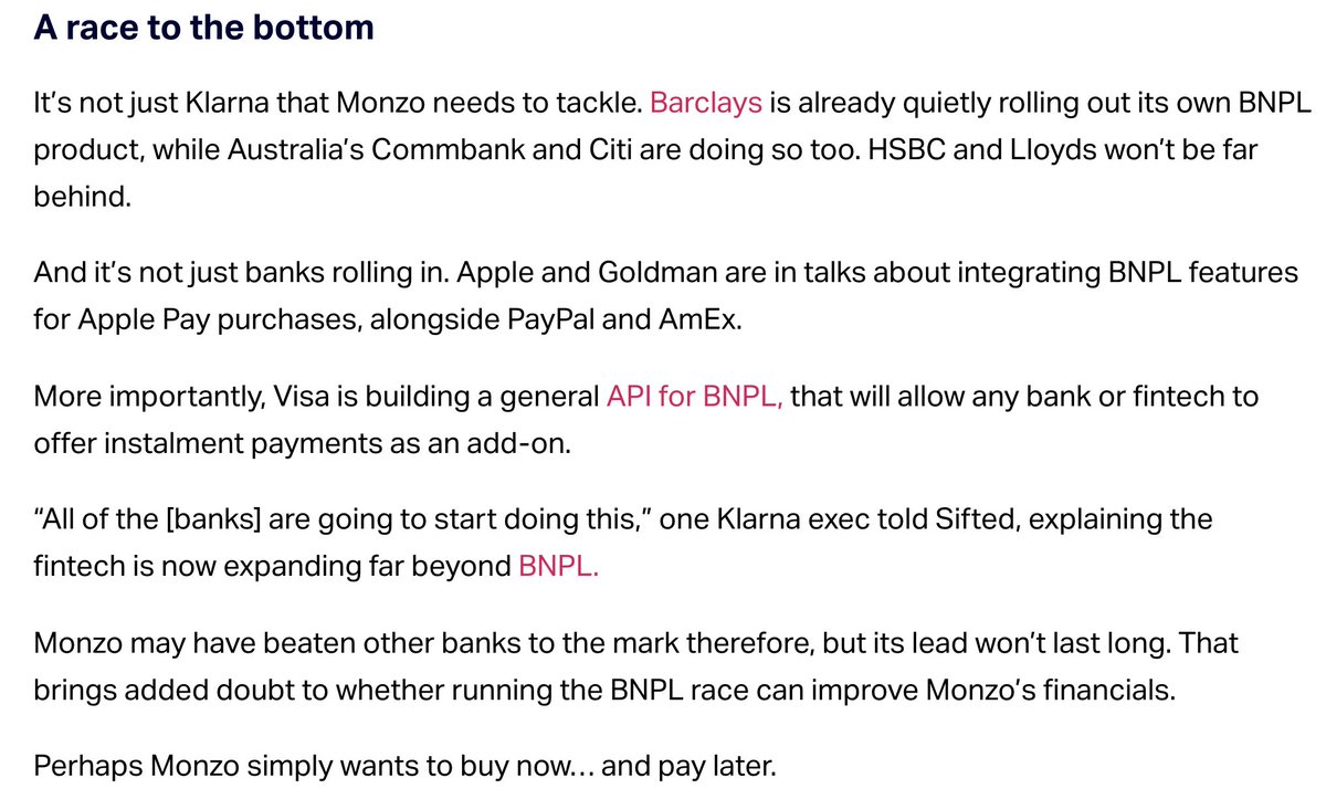 Read <a href="/i_woodford/">Isabel Woodford</a>'s thoughtful piece -> Neobanks gamble with 'buy now, pay later' — but will it make them money? via <a href="/siftedeu/">Sifted</a> sifted.eu/articles/why-n…