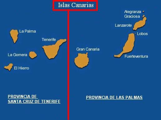 Estimados tertulianos, Canarias se divide en dos provincias: Santa Cruz de Tenerife (Tenerife, La Palma, La Gomera y el Hierro), y Las Palmas (Gran Canaria, cuya capital es Las Palmas de Gran Canaria; Lanzarote, Fuerteventura y La Graciosa). Palma está en Mallorca. Es fácil.