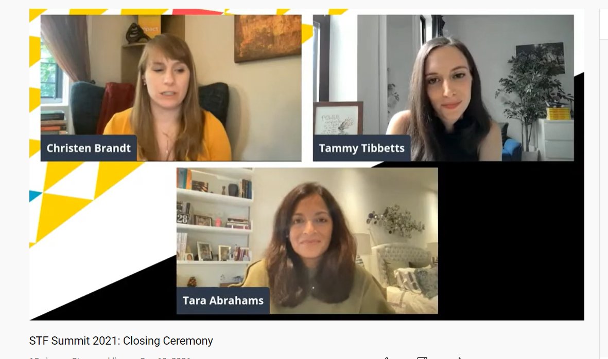 kate_kiama's tweet photo. What a powerful way to close the #STFSummit! @taraabrahams @tammytibbetts @cjbrandt share their lightning bolt moments, their constant burning fires and how they found out their true north, and much much more!!! See the full session here https://t.co/05Uh4gcylR https://t.co/vKTdfQivG4