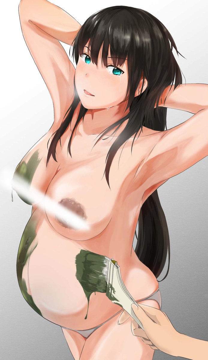 しっかりと乳が見たい方はピクシブを参照して頂ければ…#ボディペイント #ボテ腹 #bodypainting 