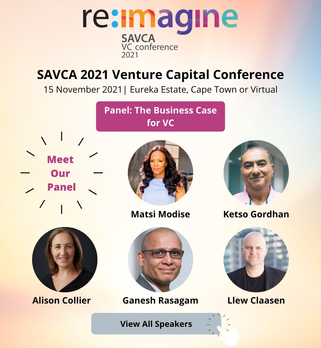 Join us at the SAVCA VC Conference 2021, where our panelists will discuss "the business case for VC in Southern Africa". Only 120 in-person tickets left! Register now: savca.co.za/savca-2021-ven… 
#VentureCapital  <a href="/matsimodise/">Matsi Modise</a> <a href="/ketsogordhan/">Ketso Gordhan</a>