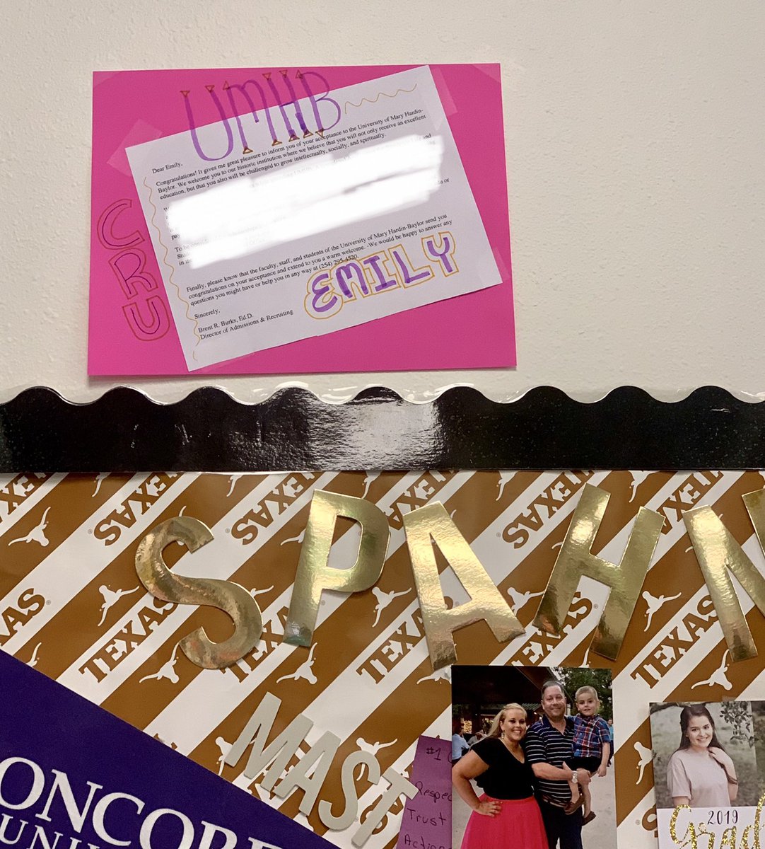 Spahn_AVID's tweet image. The first AVID college acceptance of the year is up on my wall! So proud of My Emily! #itsagreatdaytobeamatador  Great things are happening @SeguinHSTx &amp;amp; @SeguinISD ! @alvargasECHS