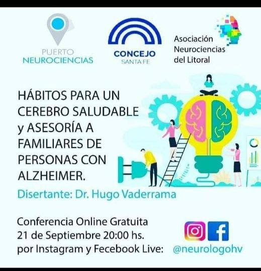 21/9 Invitación a Conferencia Online Gratuita Dr. Hugo D. Valderrama
20:00 hs. Argentina - UTC 3   (chequea tu horario local)
Emite en VIVO en Instagram y Facebook Live: <a href="/neurologohv/">Dr. Hugo Valderrama</a>
