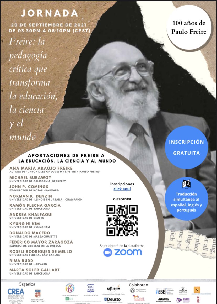 Emocionante desde el mismo comienzo: la jornada #100PauloFreire promete tenernos pegados a las pantallas toda la tarde 😍
