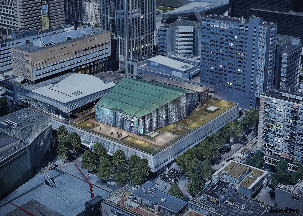 rotterdam's tweet photo. Concert- en congresgebouw @deDoelen krijgt een groen en biodivers dak van 2.581m². Het dak vangt regenwater op bij hevige buien en draagt bij aan verkoeling in de zomer.

Meer info 👉https://t.co/OhlaVtBugl

@RWeerwoord @duurzaam010 https://t.co/1uWyGlmWAZ