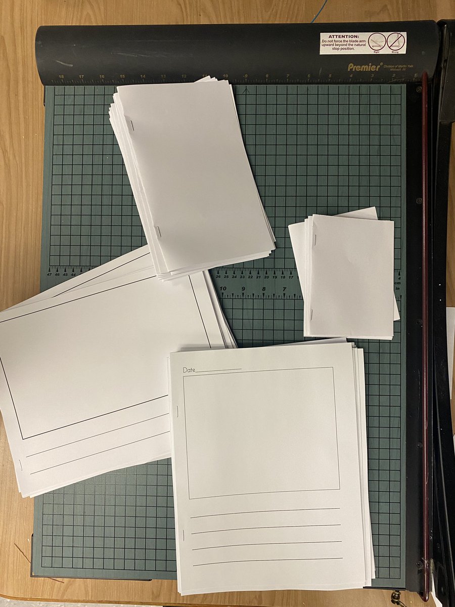 GraceKChoi's tweet photo. Hot off the copying machine/paper cutter/stapler: four different kinds of booklets for writing workshop! Can’t wait to see the decisions our writers will make and read what they about this week! Choice, choice, choice!! #writingworkshop ❤️🖊📚 https://t.co/oPqh1l5G5J