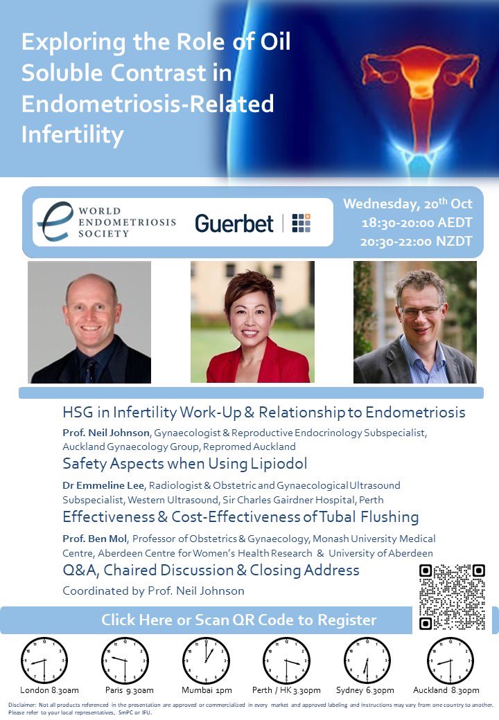 WES (@worldendosoc) on Twitter photo The next #WESinar features <a href="/EmmelineLee/">Emmeline Lee (she/her)</a>, <a href="/bwmol/">Ben Willem Mol</a>, and <a href="/ProfNeilJ_Gynae/">Neil Johnson</a> presenting oil soluble contrasts in #endometriosis related #infertility: 20 Oct at 08.30 BST Register for free here: us06web.zoom.us/webinar/regist… The next #WESinar features <a href="/EmmelineLee/">Emmeline Lee (she/her)</a>, <a href="/bwmol/">Ben Willem Mol</a>, and <a href="/ProfNeilJ_Gynae/">Neil Johnson</a> presenting oil soluble contrasts in #endometriosis related #infertility: 20 Oct at 08.30 BST Register for free here: us06web.zoom.us/webinar/regist…