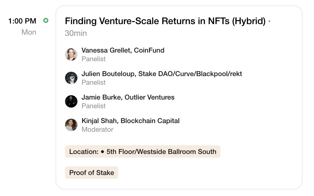 bneiluj's tweet image. Excited to be speaking at #Mainnet2020 today in NYC at 1pm EST / 7pm CEST 🔥

&quot;Finding Venture-Scale Returns in NFTs (Hybrid). &quot; 

with @VanessaGrellet_ from @coinfund_io , @jamie247 from @OVioHQ and @_kinjalbshah from @blockchaincap 

mainnet.events/agenda-2021/ @MessariCrypto